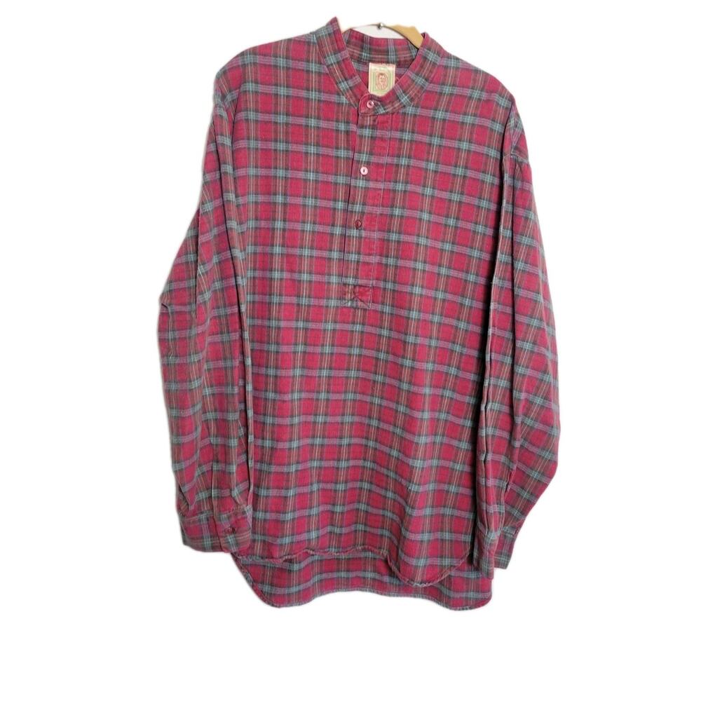 Vtg My Grandfather Shirt Men XL Red Plaid Cotton Flannel Work Ireland